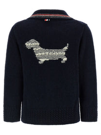 Thom Browne Hector Intarsia Cardigan Blue