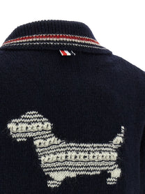 Thom Browne Hector Intarsia Cardigan Blue