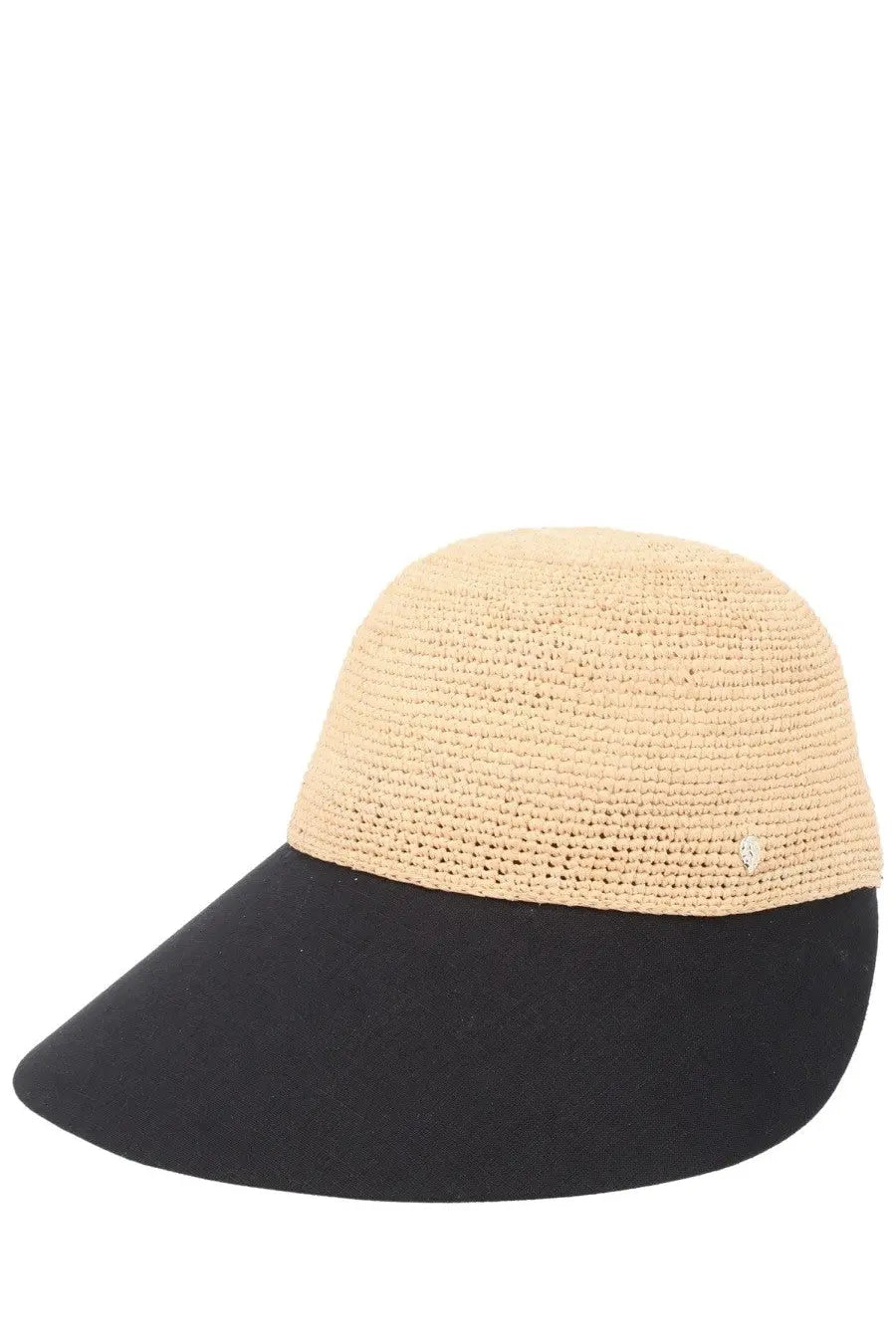 Helen Kaminski women’s cappello blaise beige two-tone sun hat with woven straw crown and solid fabric brim