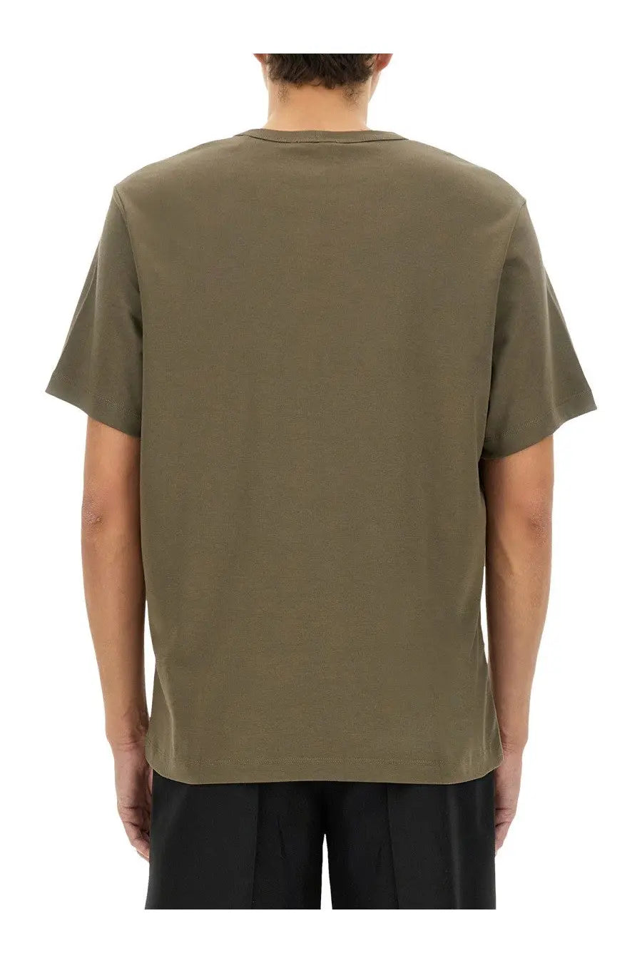 Helmut Lang men’s olive green cotton t-shirt with crew neck and short sleeves in a casual fit