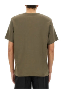 Helmut Lang men’s olive green cotton t-shirt with crew neck and short sleeves in a casual fit