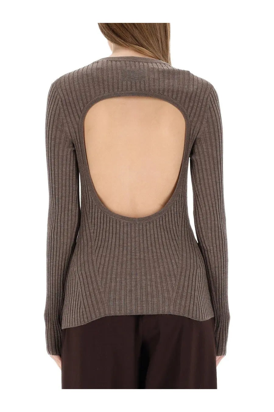 Helmut Lang Women's Ribbed Top Brown, view 3