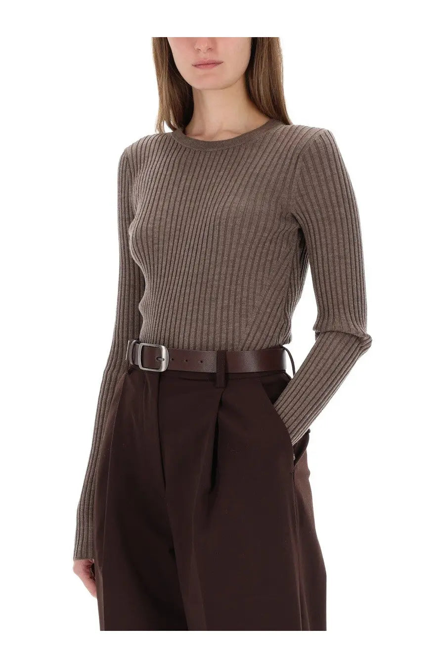 Helmut Lang Women's Ribbed Top Brown, view 4