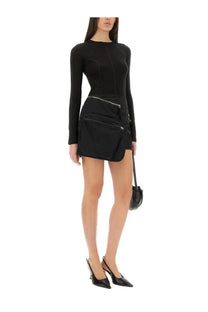 Helmut Lang women’s black fitted long-sleeve top with high neckline and subtle seam detailing in sport style