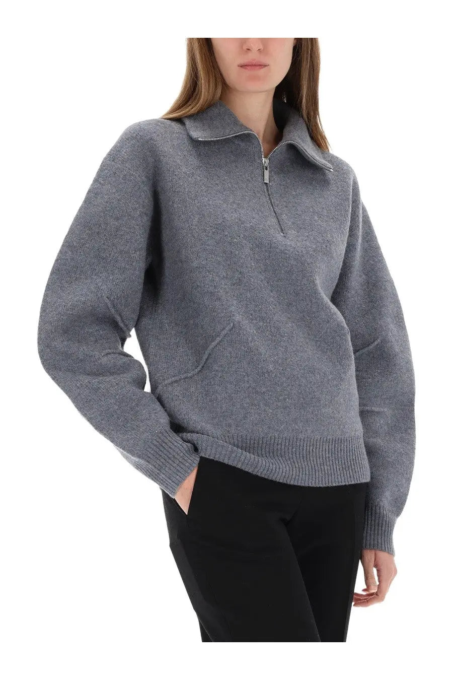 Helmut Lang Women's Zippered Apex Jersey Grey, view 4
