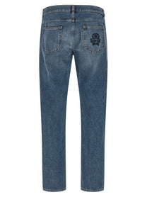 Dolce &amp; Gabbana Heraldic Embroidery Jeans Blue