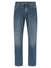 Dolce &amp; Gabbana Heraldic Embroidery Jeans Blue