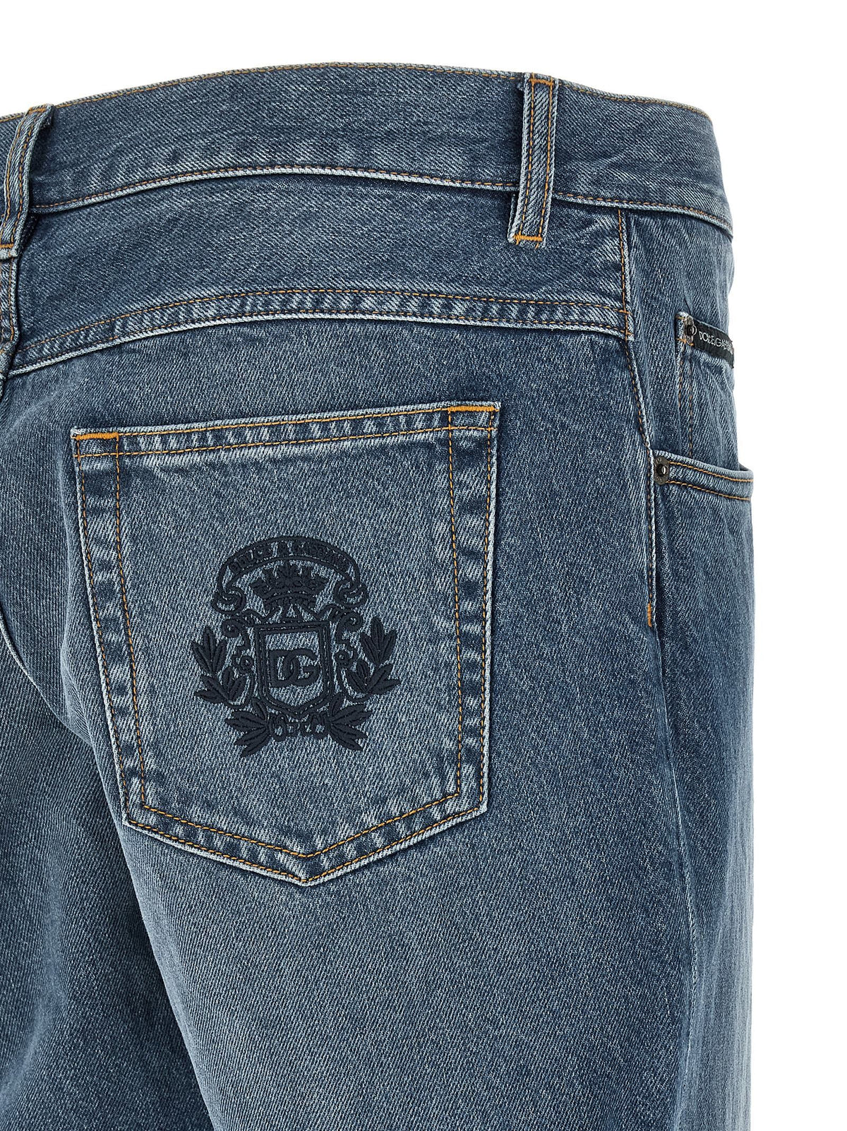 Dolce &amp; Gabbana Heraldic Embroidery Jeans Blue