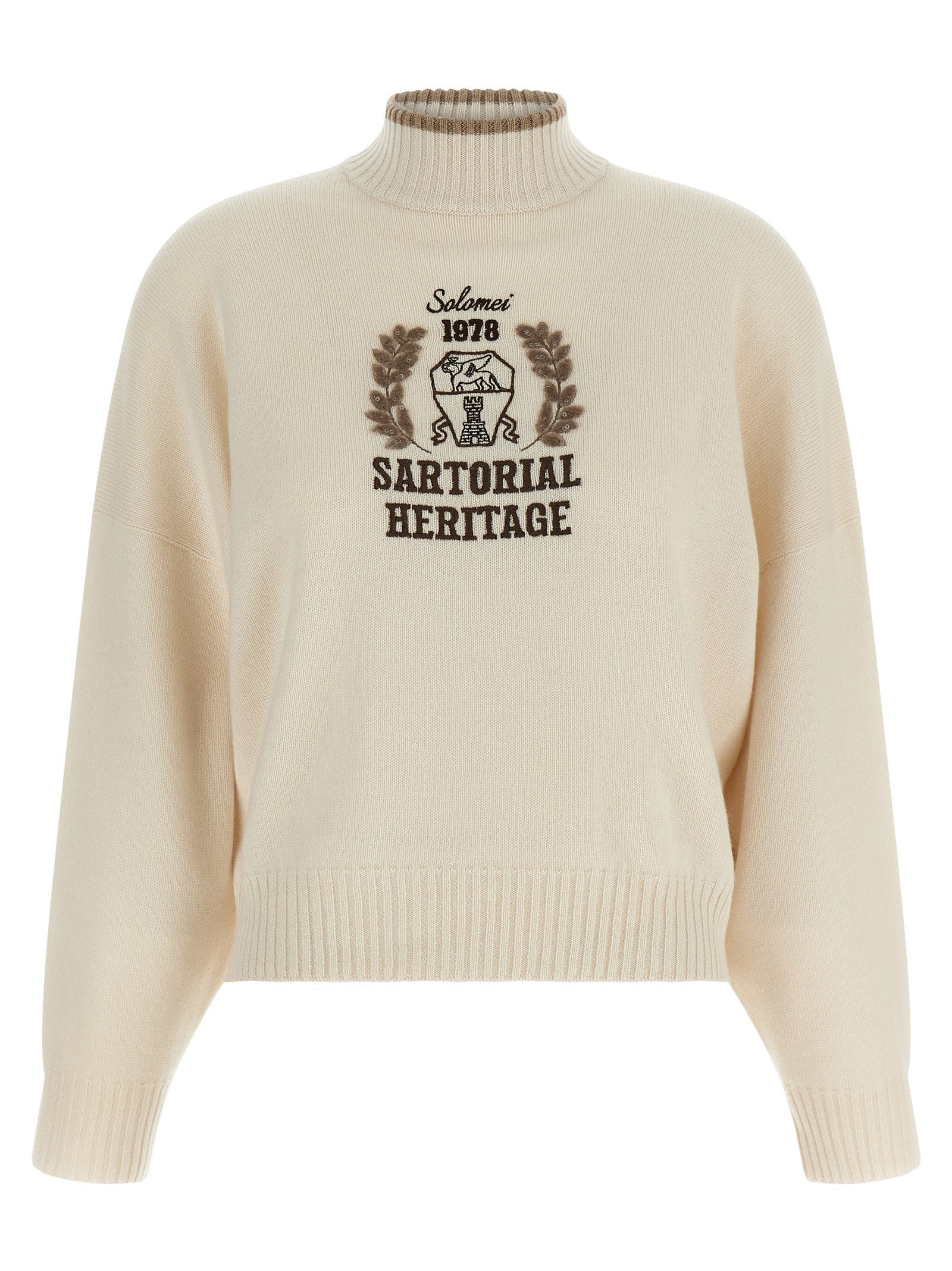 Brunello Cucinelli Heraldic Embroidery Sweater Beige