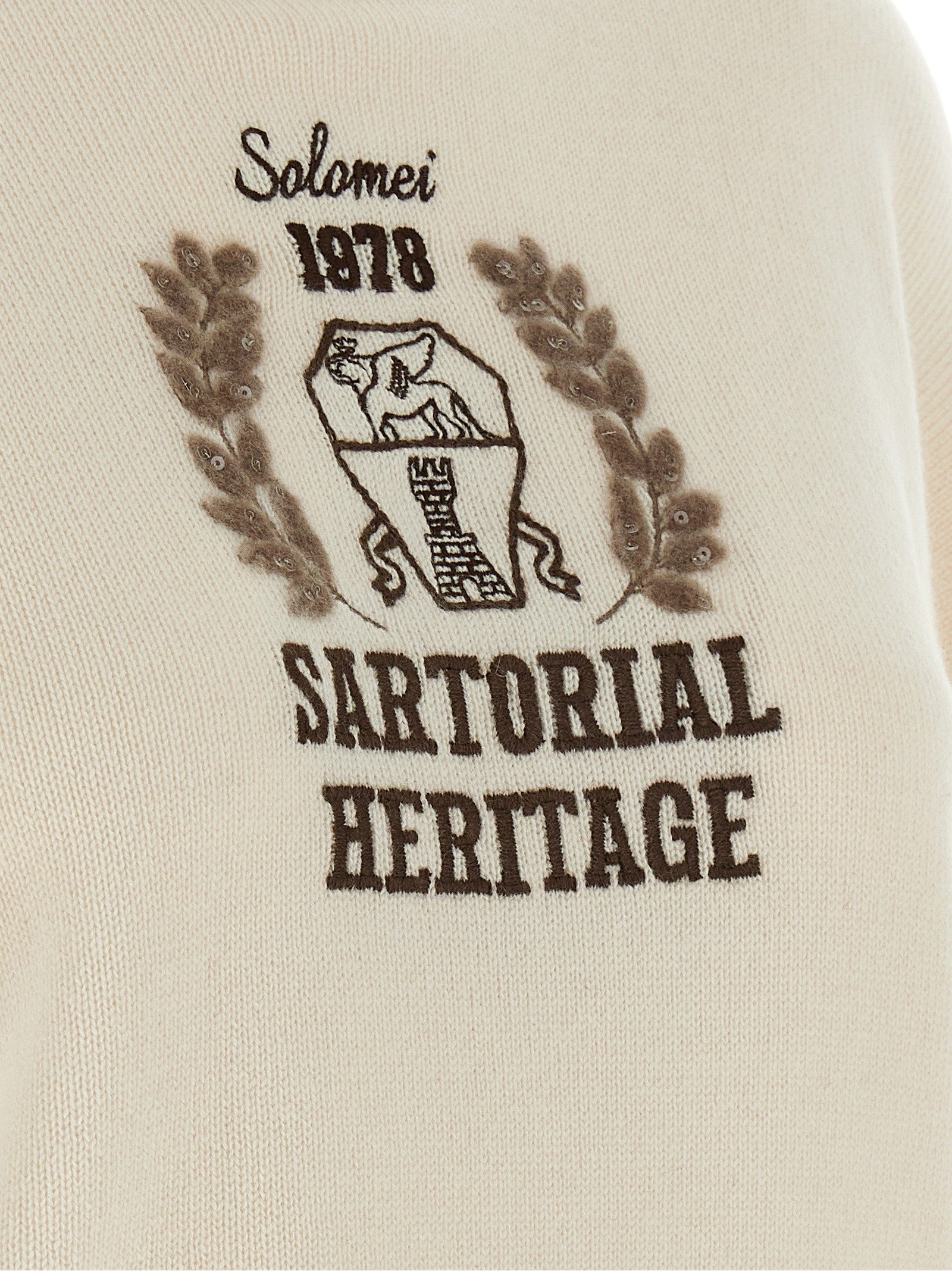 Brunello Cucinelli Heraldic Embroidery Sweater Beige