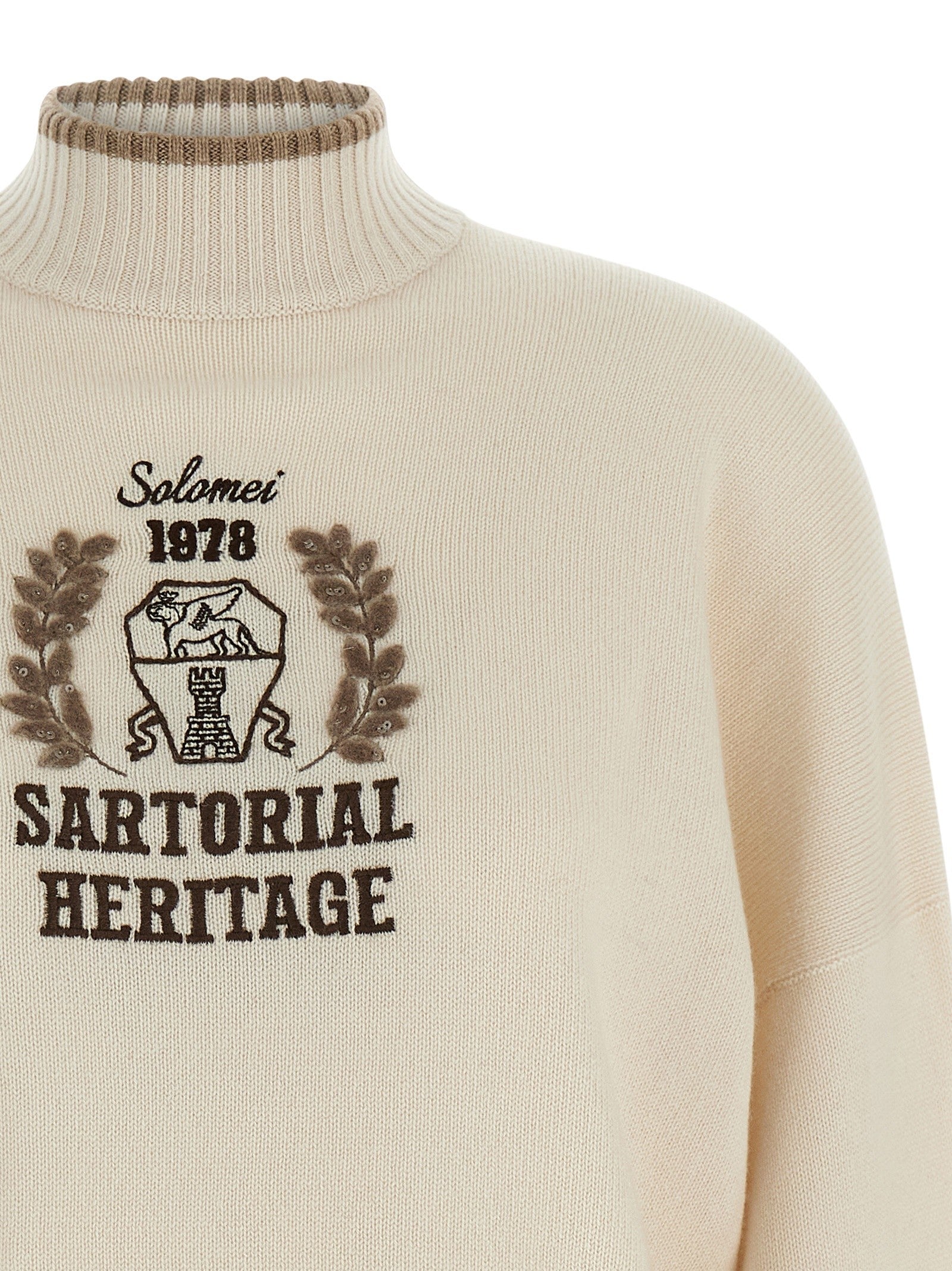 Brunello Cucinelli Heraldic Embroidery Sweater Beige