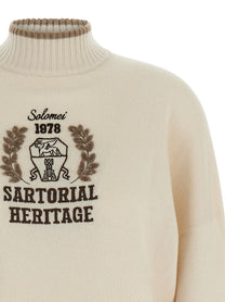 Brunello Cucinelli Heraldic Embroidery Sweater Beige
