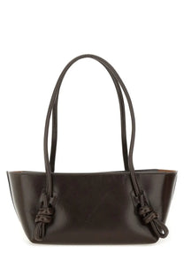 Hereu women’s dark brown leather tote bag with distinctive knotted handles fleca brown design