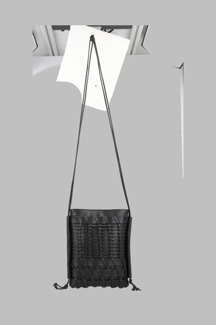 Hereu women’s borsa tracolla trena black woven leather crossbody bag with structured rectangular body and adjustable strap