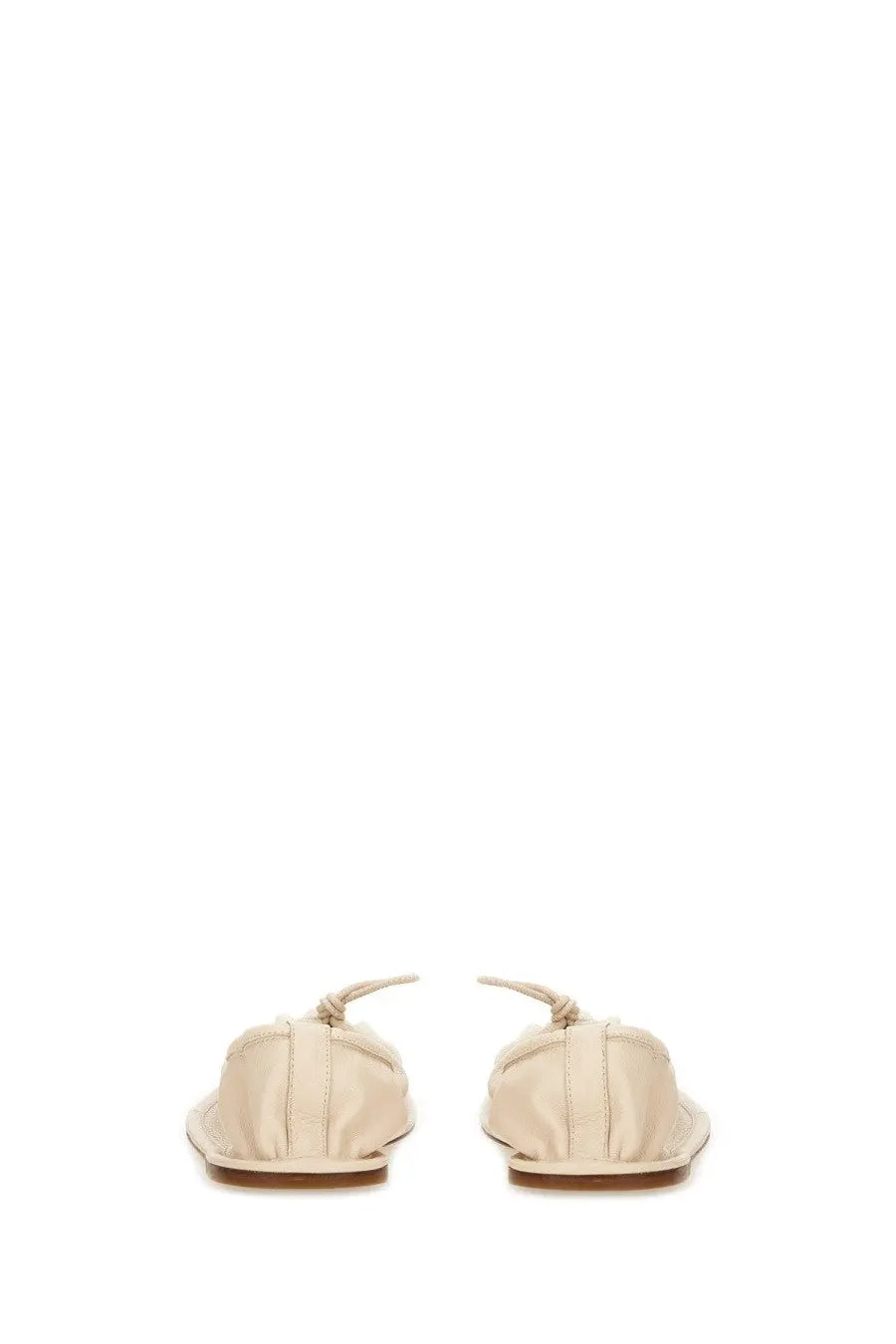 Hereu women’s dancer puntera supplement beige cream-colored flat shoes with soft wrinkled leather and tied laces