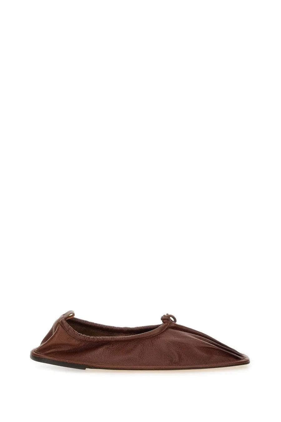 Hereu women’s dancer puntera supplement brown ballet flat in soft brown leather with flexible design and small bow at toe