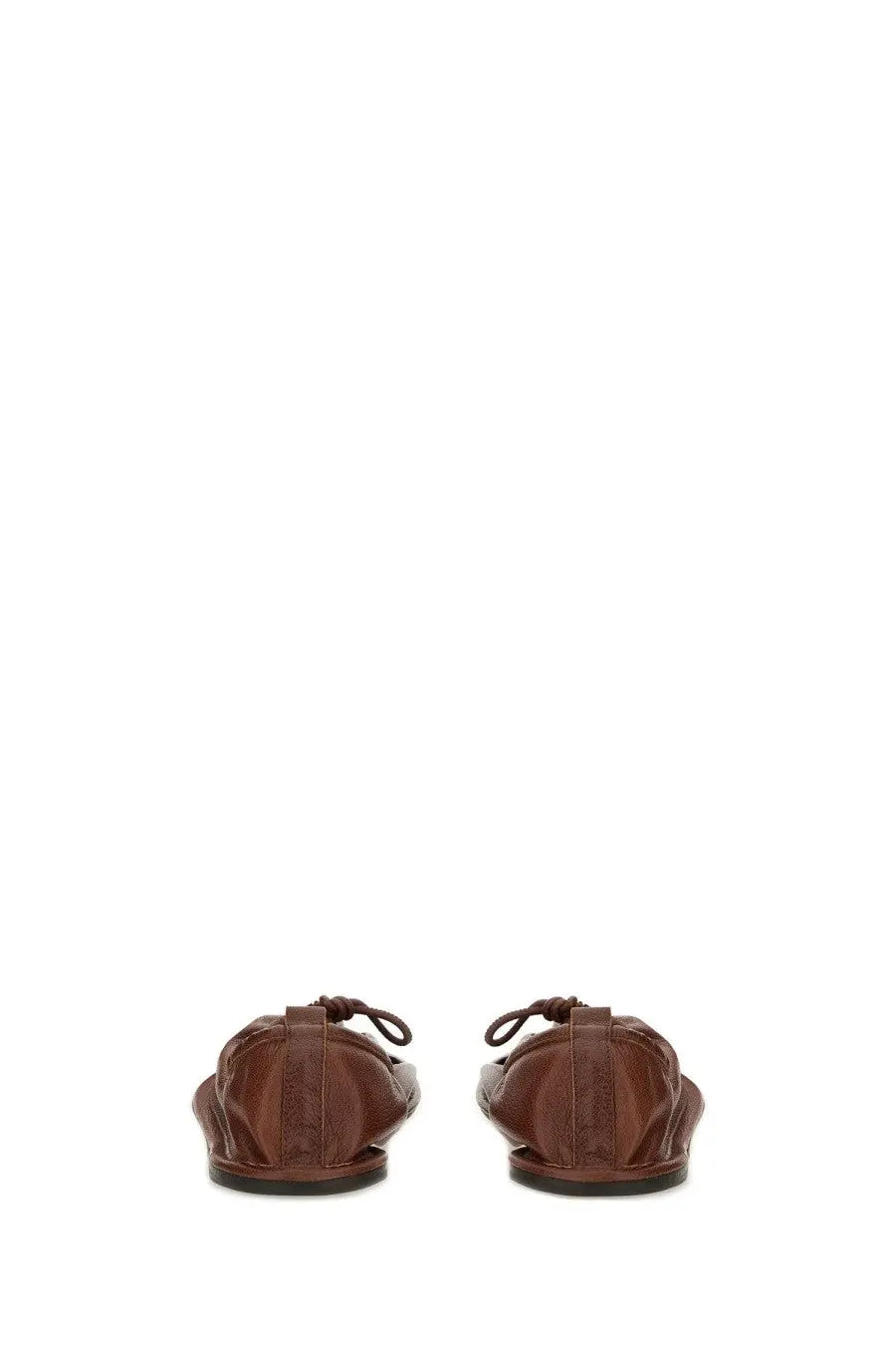 Hereu women’s dancer puntera supplement brown leather flats with tied laces and subtle textured pattern