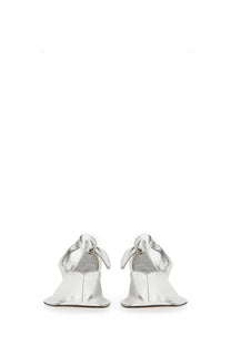 Hereu women’s llasada silver metallic bunny-shaped sandals with glossy finish and stitched details