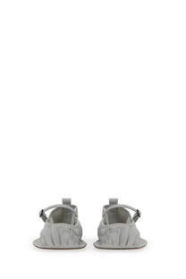 Hereu women’s mary jane dansa grey light gray pleated leather sandals with ankle strap and metallic buckle