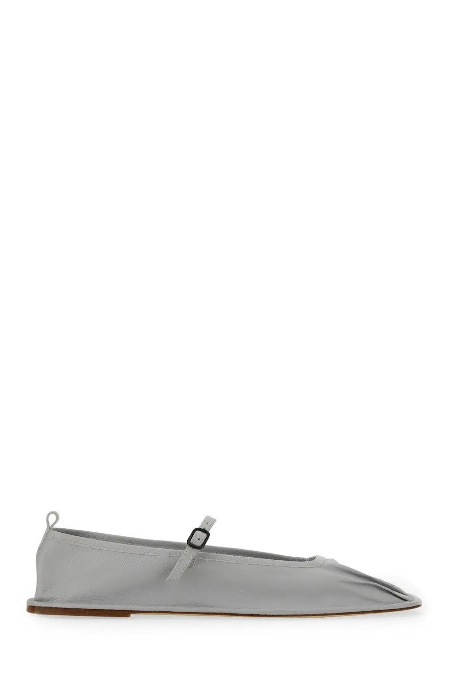 Hereu women’s mary jane dansa grey light gray satin flat shoe with sleek minimalist design and buckle strap across instep