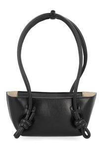 Hereu women’s mini fleca bag black black leather handbag with distinctive knotted handles and minimalist design