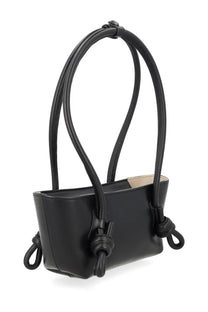 Hereu women’s mini fleca bag black leather handbag with distinctive knotted handles and minimalist rectangular design