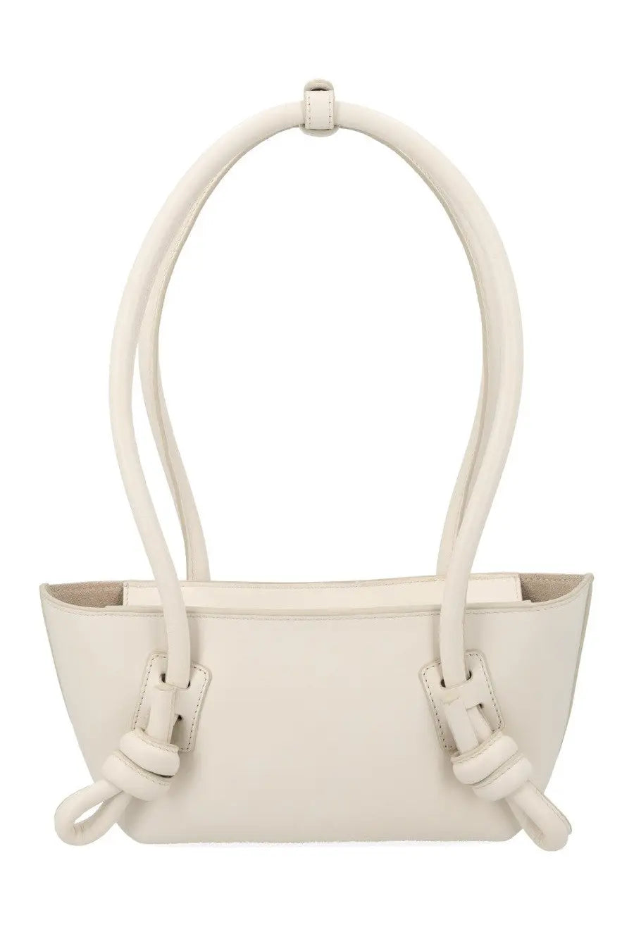 Hereu women’s mini fleca bag white cream leather handbag with knotted handles and minimalist structured design