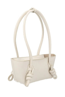 Hereu women’s mini Fleca bag white cream-colored leather handbag with distinctive knotted handles and side knot details