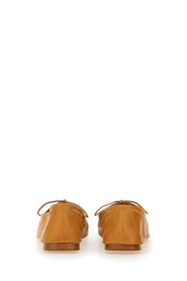 Hereu women’s moccasin rassa beige tan leather loafers with classic lace-up design and subtle stitching details