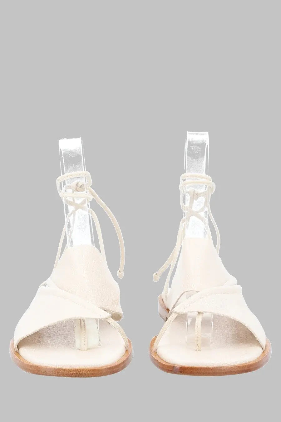 Hereu women’s sandalo clava asimmetrico beige white suede sandals with transparent acrylic straps and wooden sole