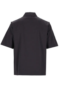 Herno men’s short-sleeved black shirt with collar and subtle texture ideal for casual and smart wear