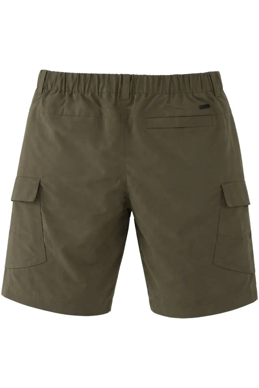 Herno men’s olive green cargo shorts with elastic waistband and two large side pockets designed for comfort and utility