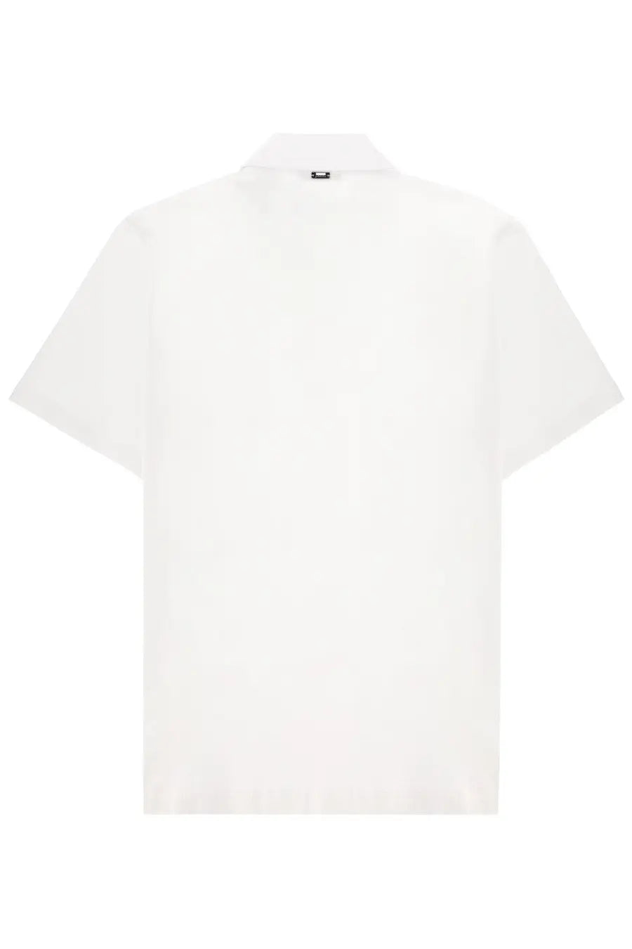 White short-sleeved cotton polo shirt by herno with classic collar and subtle neck branding shown from the back