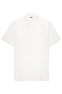 White short-sleeved cotton polo shirt by herno with classic collar and subtle neck branding shown from the back