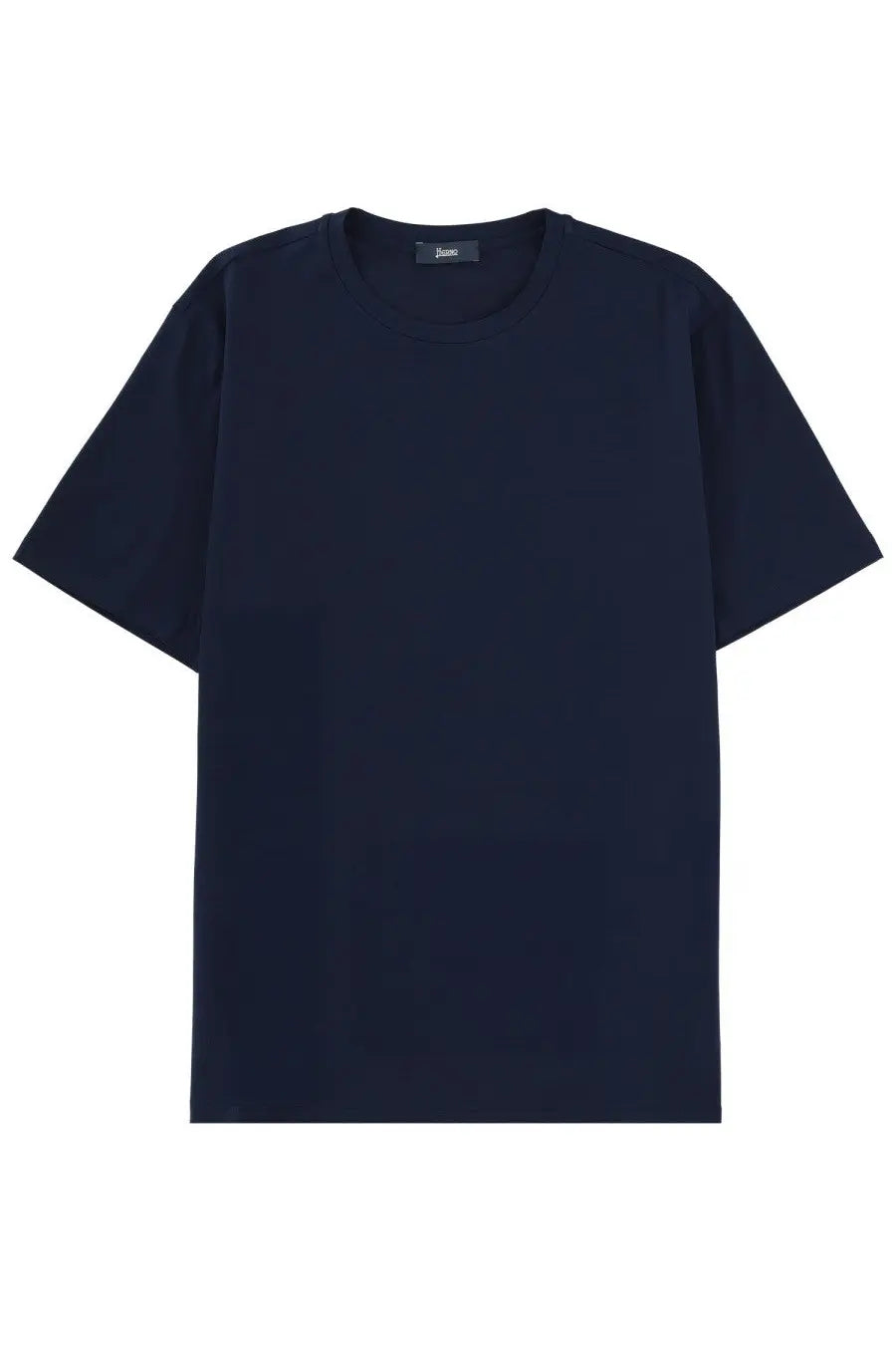 Herno men’s dark navy blue cotton crew neck t-shirt with short sleeves and minimalist design