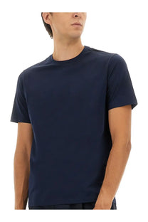 Navy blue short-sleeved cotton crew neck t-shirt for men by Herno perfect for casual wear