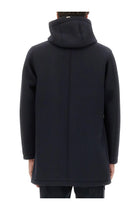 Herno Men's Long Parka in Three Layers Scuba Blue, view 3
