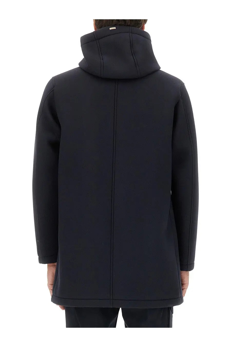 Herno Men's Long Parka in Three Layers Scuba Blue, view 3