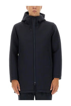 Herno Men's Long Parka in Three Layers Scuba Blue