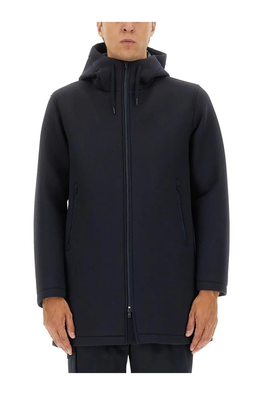 Herno Men's Long Parka in Three Layers Scuba Blue
