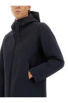 Herno Men's Long Parka in Three Layers Scuba Blue, view 4