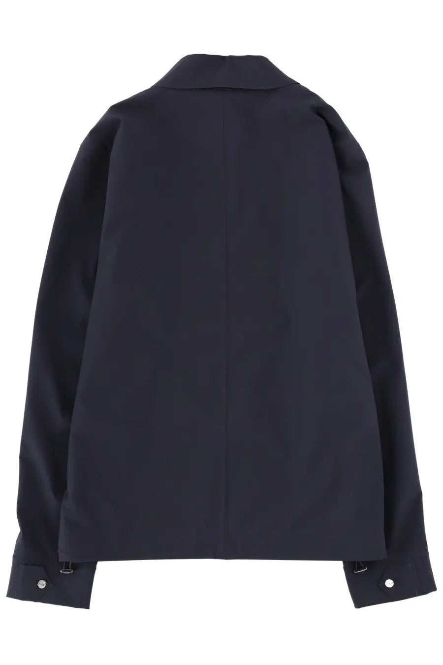 Black minimalist blazer with structured shoulders and buttoned cuffs in herno men’s overshirt blue product line