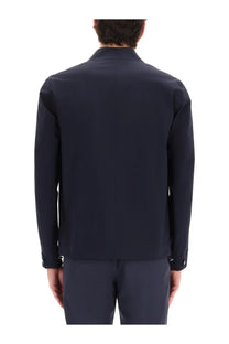 Back view of herno men’s overshirt blue sleek navy jacket with structured back and subtle seam detailing