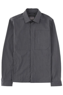 Herno men’s overshirt in misto lana grey dark gray subtly textured cotton with classic collar and single chest pocket