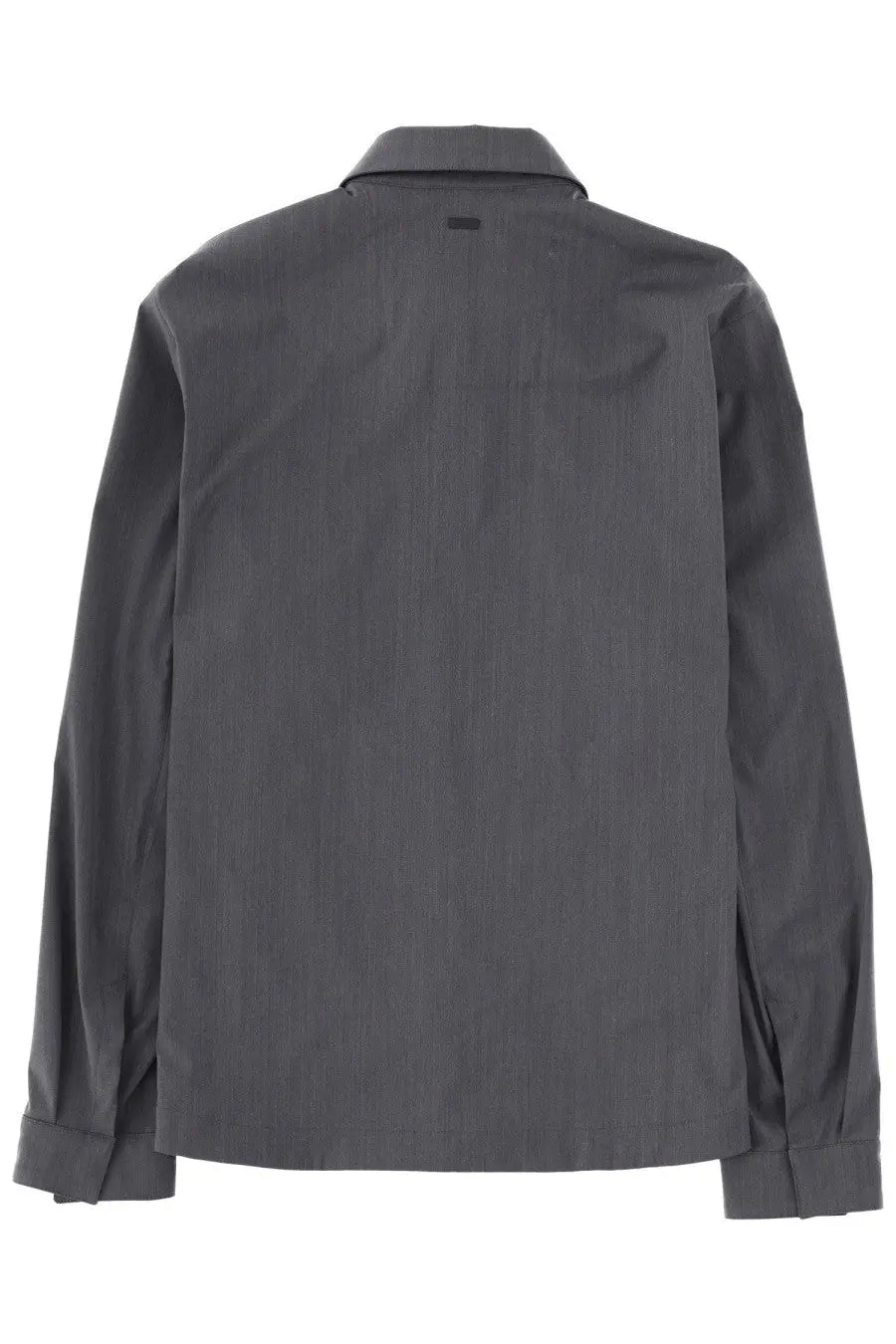 Herno men’s overshirt in misto lana grey dark gray textured cotton with subtle ribbed pattern and classic collar
