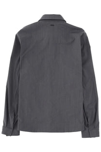 Herno men’s overshirt in misto lana grey dark gray textured cotton with subtle ribbed pattern and classic collar
