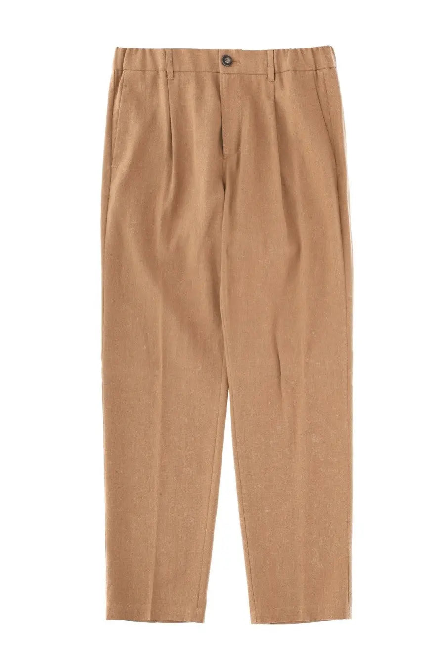 Beige pleated chino trousers with button closure and straight-leg cut in linen by herno men’s pantalone sartoriale brown