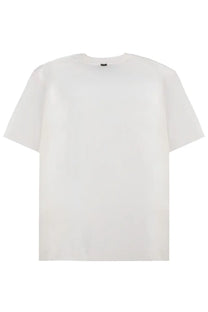 Herno men’s regular fit white oversized short-sleeved t-shirt with crew neck and black brand tag at collar