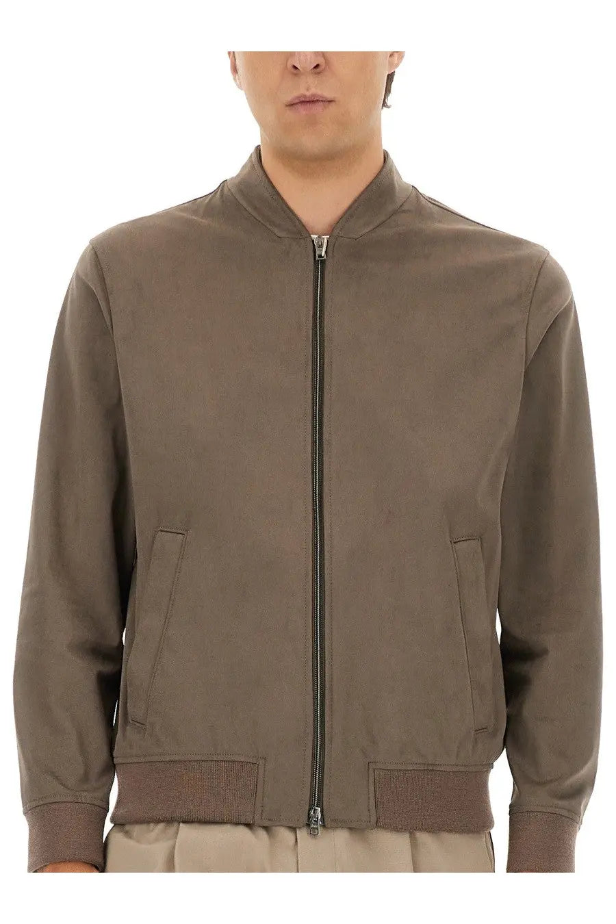 Herno Men's Resort Bomber Jacket in Suede Alternatives Brown, view 4