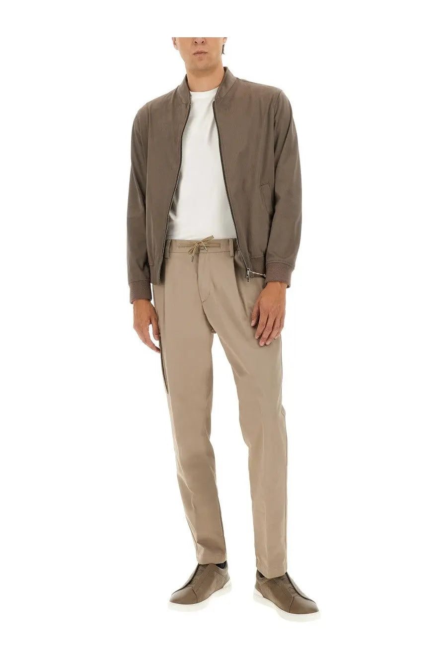 Herno Men's Resort Bomber Jacket in Suede Alternatives Brown, view 2